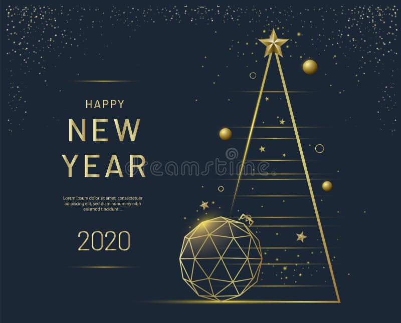 New Year greeting card design with Christmas tree