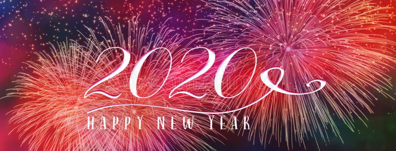 New Year Holiday 2020 Background Banner with Fireworks. Stock ...