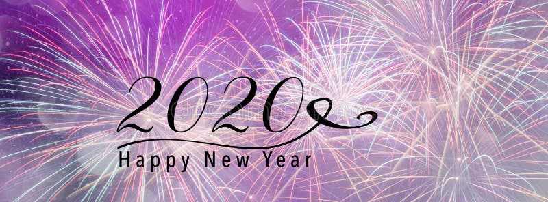 New Year Holiday 2020 Background Banner with Fireworks Stock ...