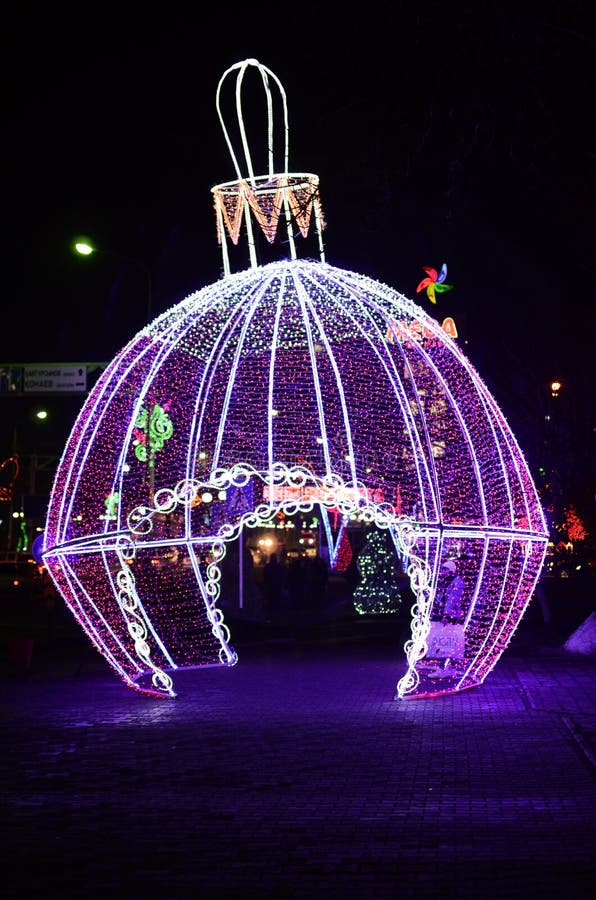 The New Year Huge Fairy Light on Central Street in Shymkent City ...