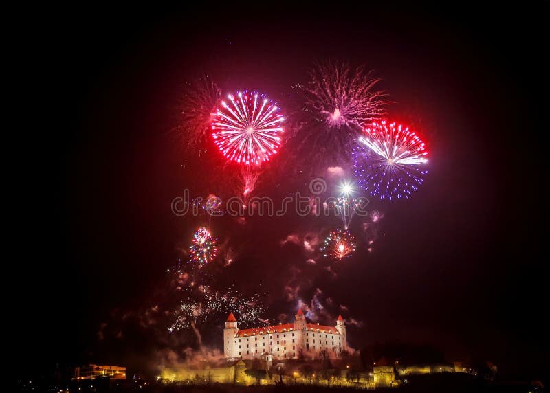 New Year and Independence day celebration in Bratislava, Slovakia