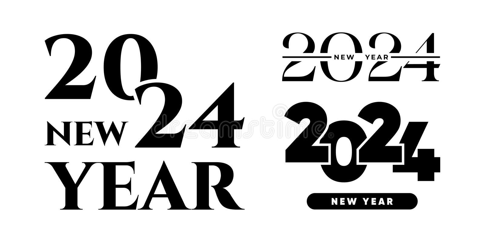 2024 New Year Logo Text Design. 2024 Number Design Template Stock