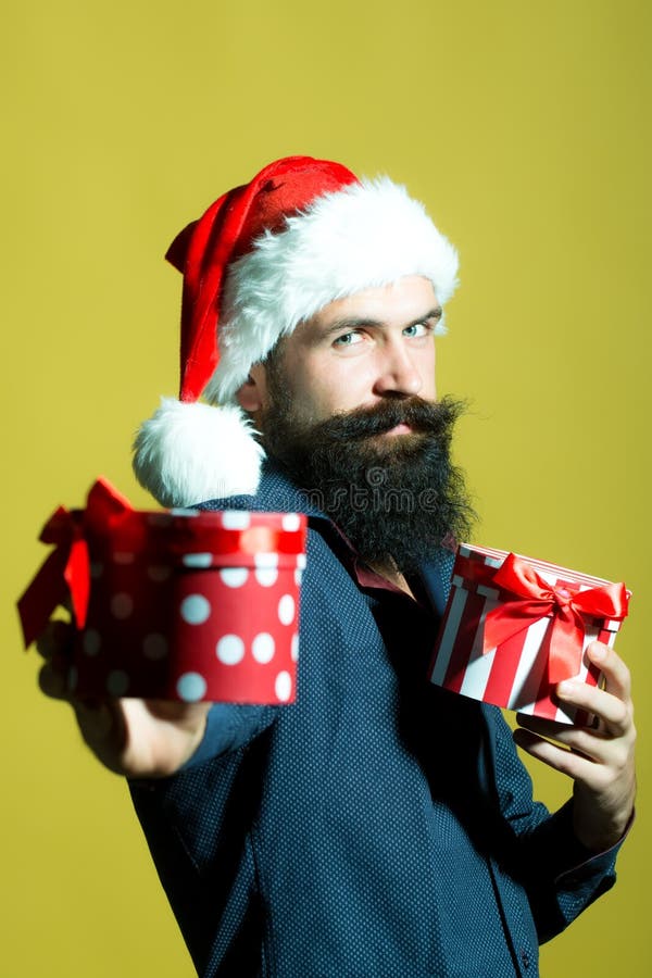 New year man with presents stock images New year man with presents stock images
