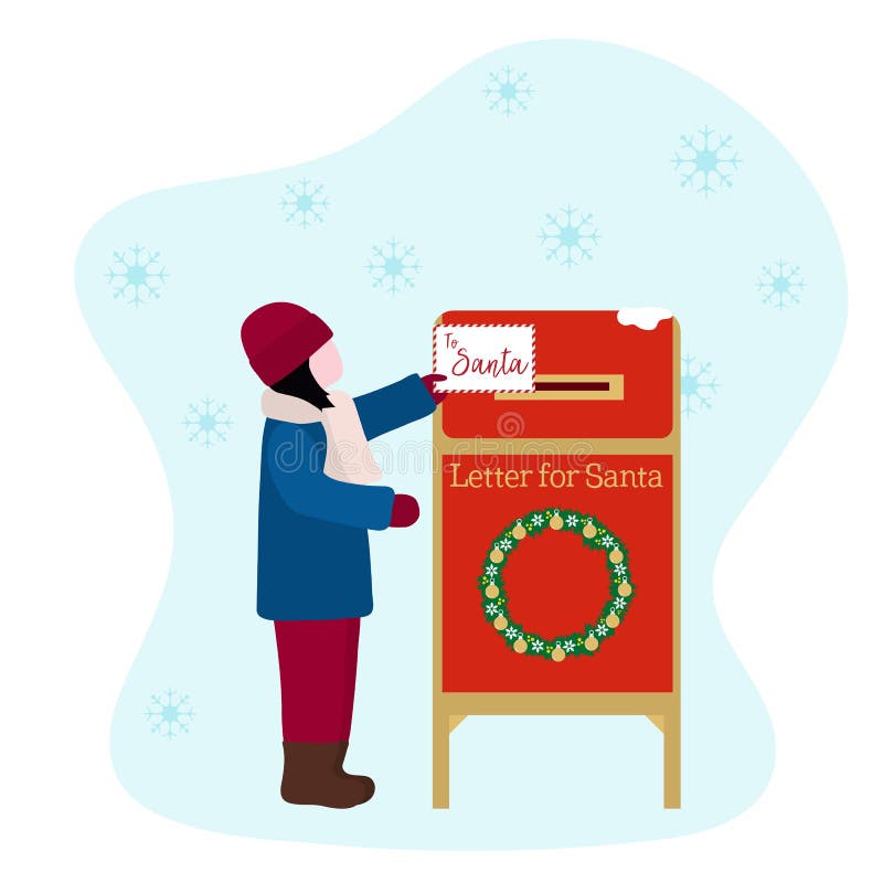 Mailbox with letters from children for Santa Claus. Classic decorative  Christmas post box with envelope. 14213887 Vector Art at Vecteezy