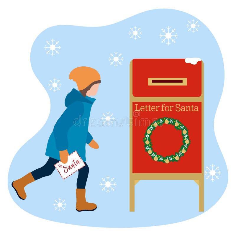 Mailbox with letters from children for Santa Claus. Classic decorative  Christmas post box with envelope. 14213887 Vector Art at Vecteezy