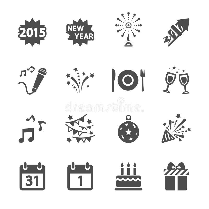 New year party icon set, vector eps10 vector illustration