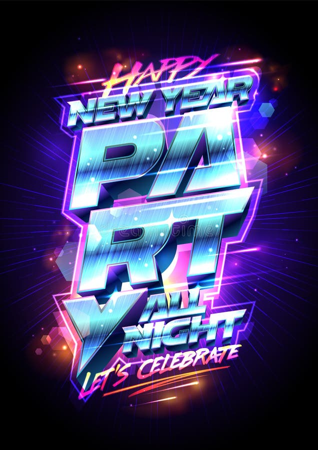 New year party poster or web banner design template stock illustration