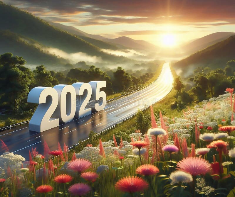 New Year 2025, a Picture of a Highway in the Middle of Nature, Copy