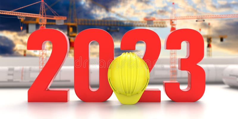 New Year Red Number Architect Engineer Construction Site Office D Render 252861205 