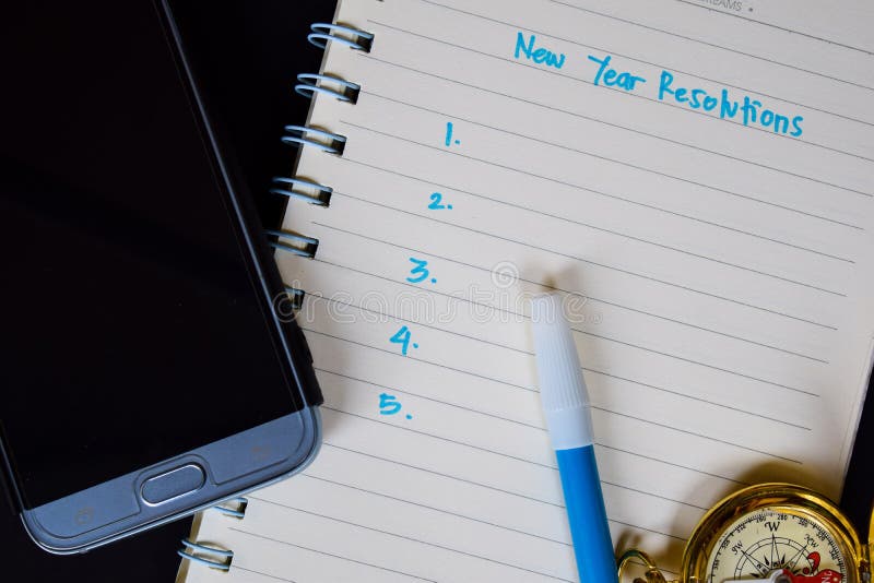 New year resolutions text on notebook royalty free stock images New year resolutions text on notebook royalty free stock images