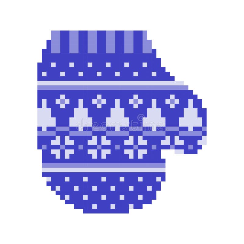 New Year s blue mitten. pixel. eps 10