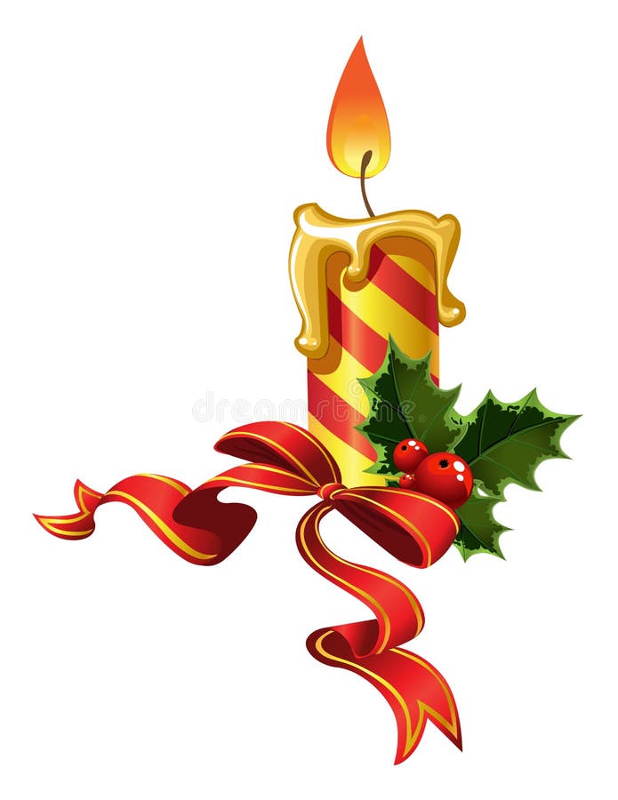 Christmas Candle Light With Decorations Stock Illustration