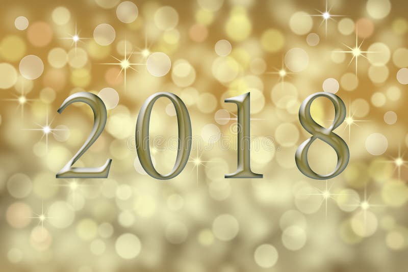 2018 New Year`s card with gold abstract background. stock illustration 2018 New Year`s card with gold abstract background. stock illustration