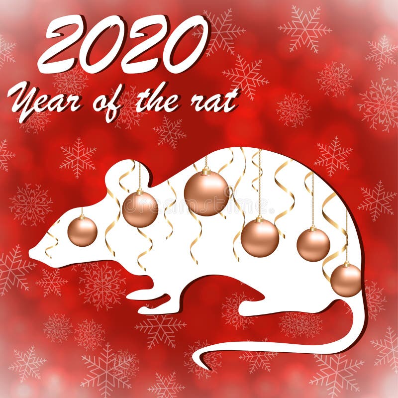 New Year`s Card in the Year of the Rat Stock Illustration Illustration of ball, logo 159068849