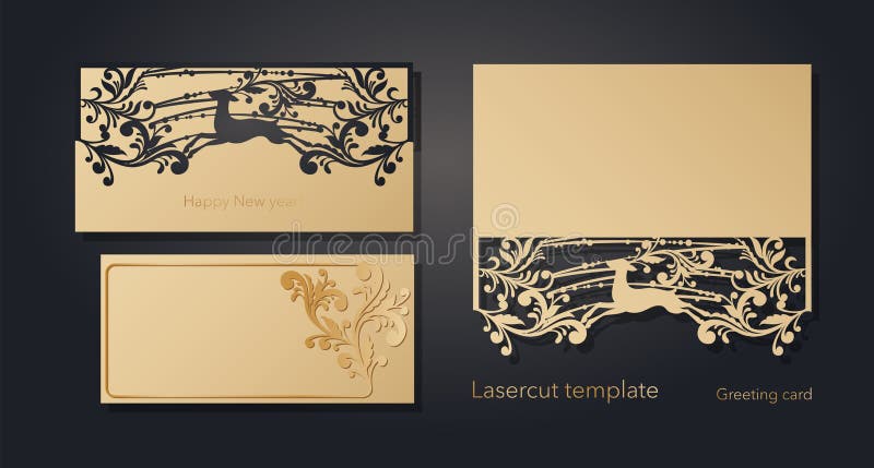 New Year`s and Christmas. Laser greeting card template, invitations for New Year events. Winter openwork, snow pattern vector illustration New Year`s and Christmas. Laser greeting card template, invitations for New Year events. Winter openwork, snow pattern vector illustration