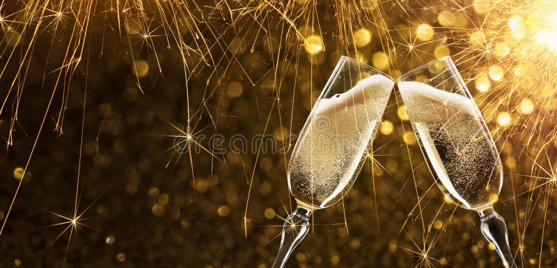 New Year`s Eve with champagne