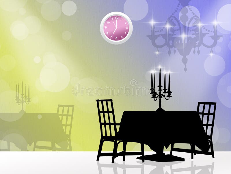 New Year's Eve dinner stock illustration