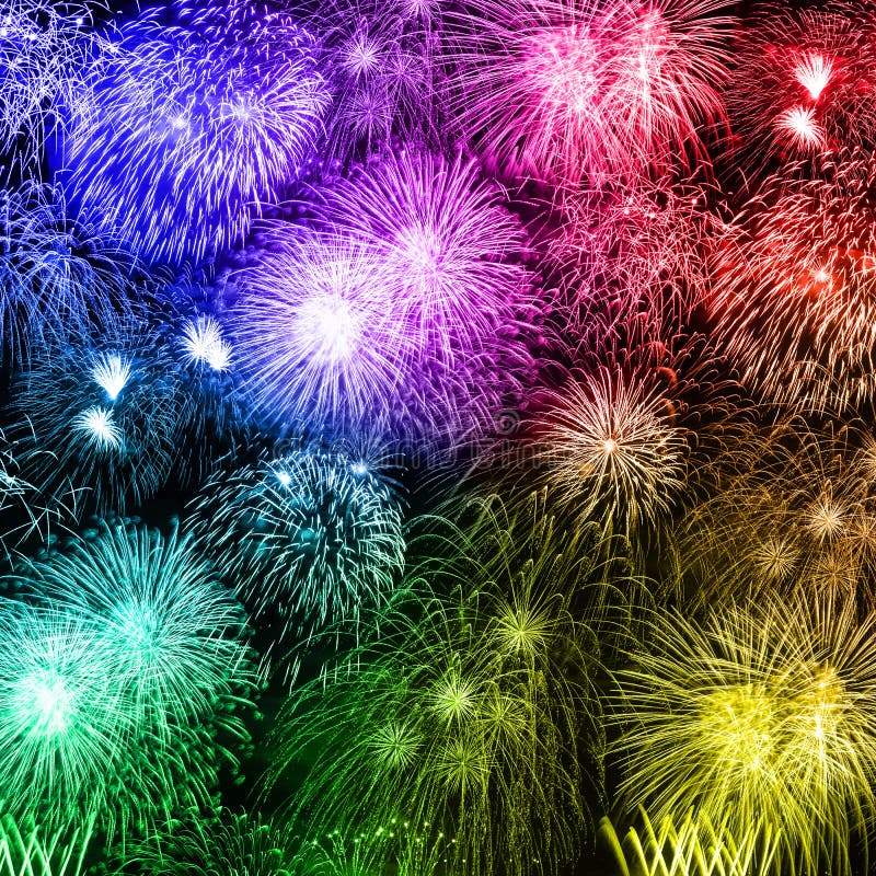 New Year`s Eve fireworks background years year square colorful f