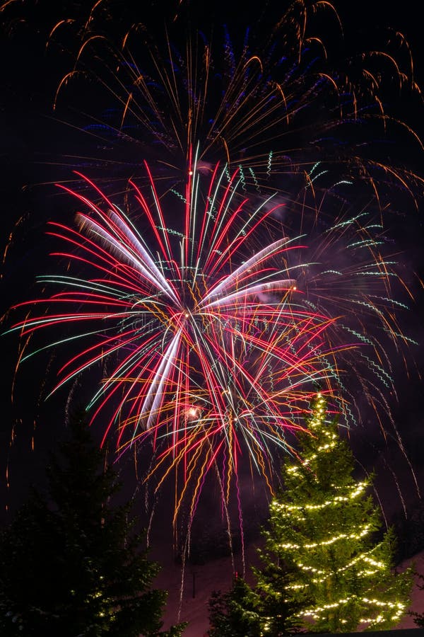 Traditional New Year S Eve Fireworks in Jackson Hole, Wyoming Stock