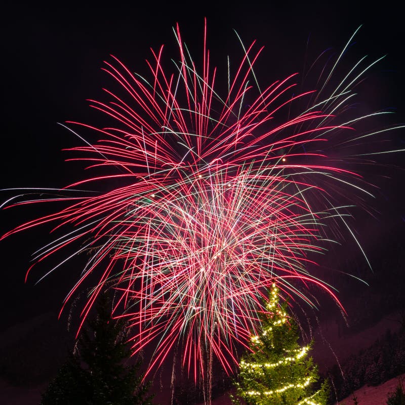 Traditional New Year S Eve Fireworks in Jackson Hole, Wyoming Stock