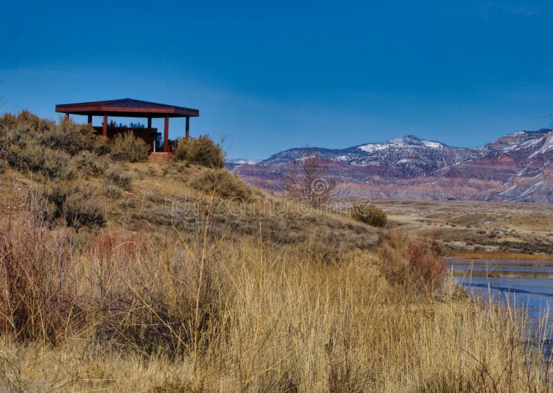 New Year`s Eve on Highline Lake. Highline Lake State Park in Western Colorado is fine for outdoor recreation and wildlife viewing. Includes a smaller lake, Mack royalty free stock photography New Year`s Eve on Highline Lake. Highline Lake State Park in Western Colorado is fine for outdoor recreation and wildlife viewing. Includes a smaller lake, Mack royalty free stock photography