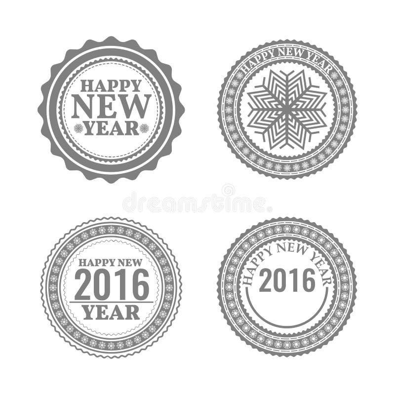 New Year set, labels and emblems, illustration.