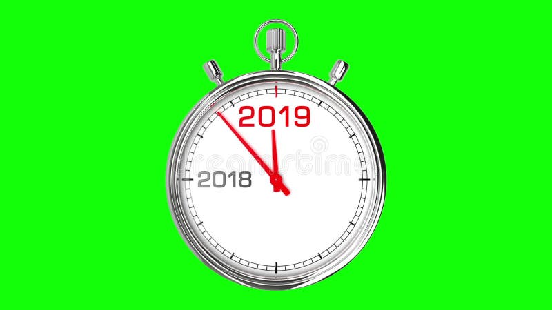 New year 2019 stopwatch green screen