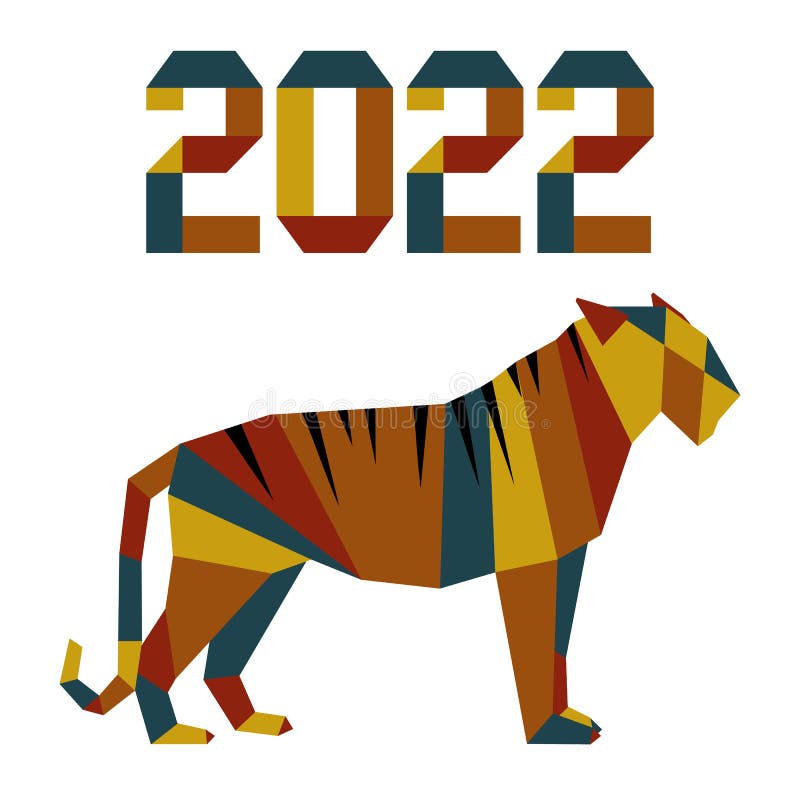 New Year Tiger Symbol 2022 Chinese Zodiac Origami Stock Vector -  Illustration of happy, calendar: 226910630