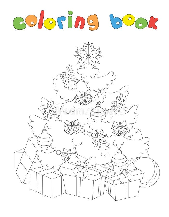 New Year Tree. Coloring Book for Kids Stock Vector - Illustration of ...