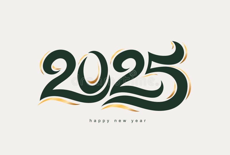 New Year 2025 Typography Logo Design. Handwritten Numbers Made by Hand