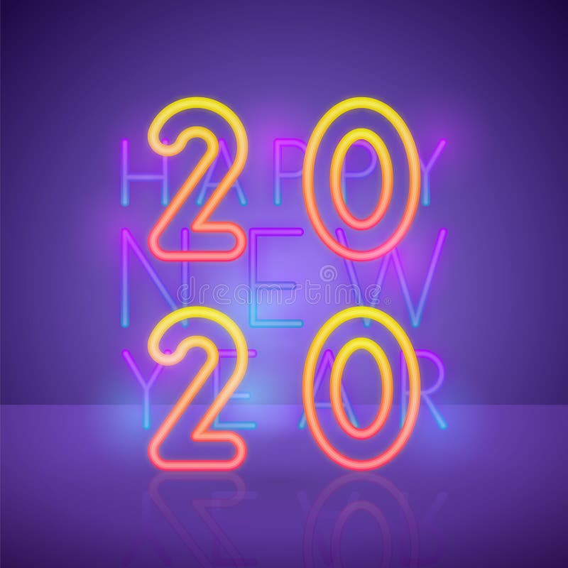 2020 New Year Vector Background in 80`s Style. Stock Vector