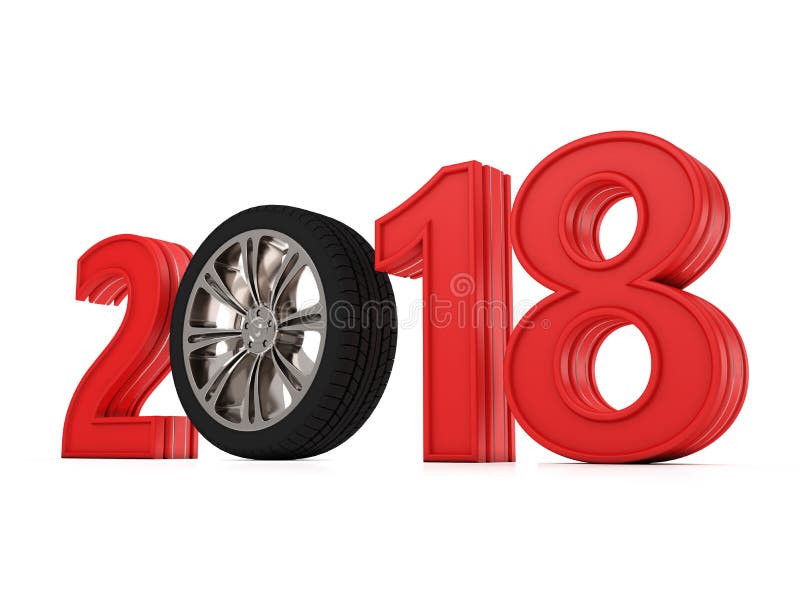 New Year 2018 with Wheel vector illustration New Year 2018 with Wheel vector illustration