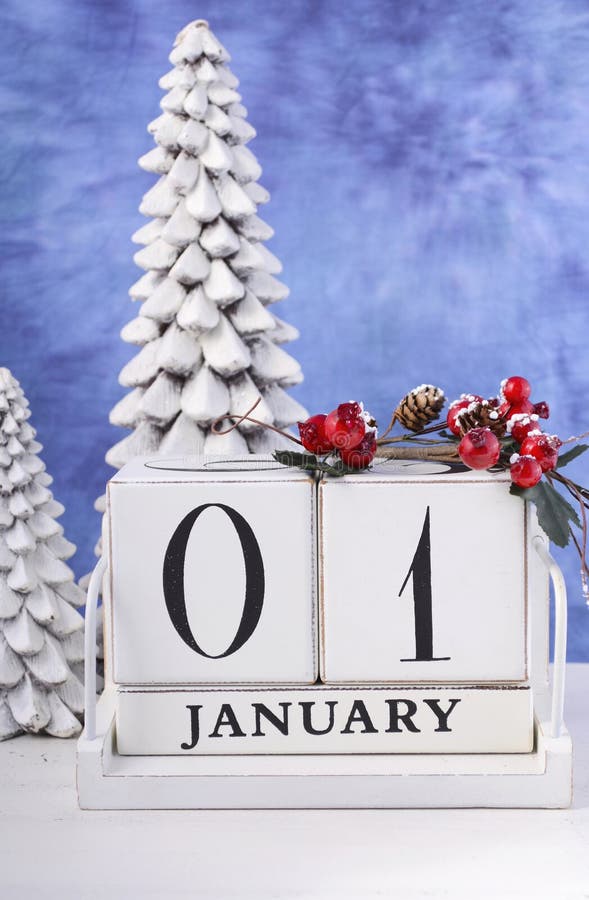 New Year Wood Block Calendar Stock Image Image of number, blue 63428315