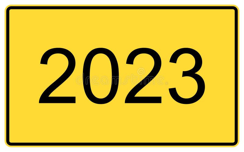 2023 New Year. 2023 New Year on a Yellow Road Billboard Stock