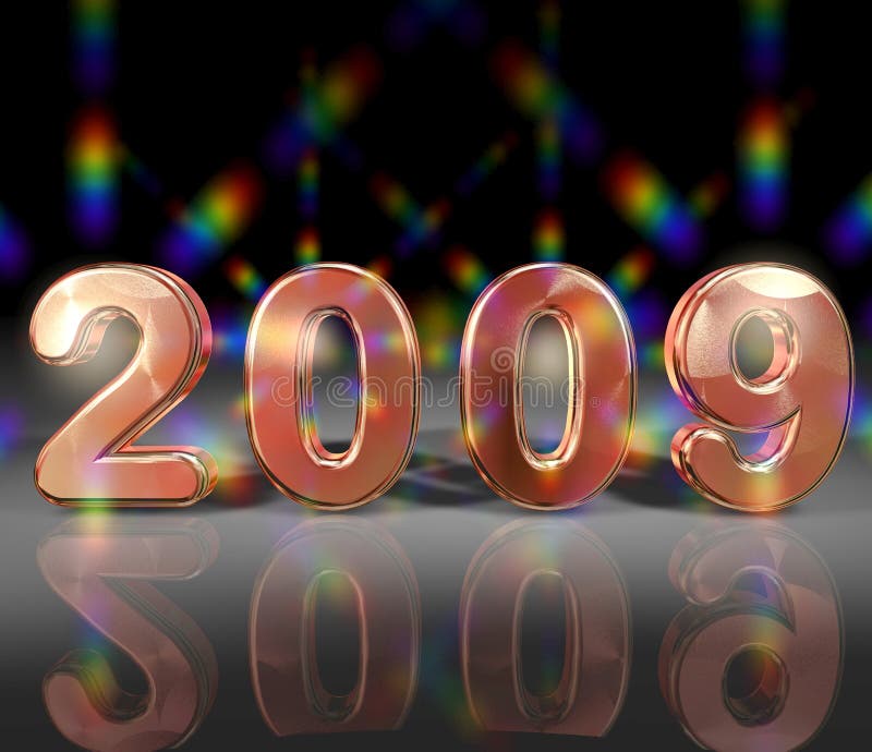 2009 New Years Eve Digital Fireworks Stock Illustration - Illustration