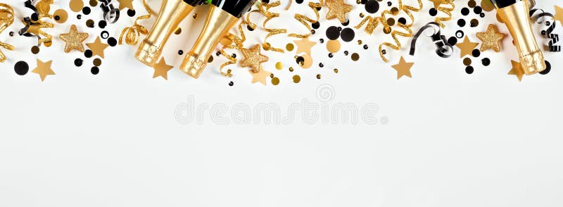 Black and Gold Streamers Printed Backdrop