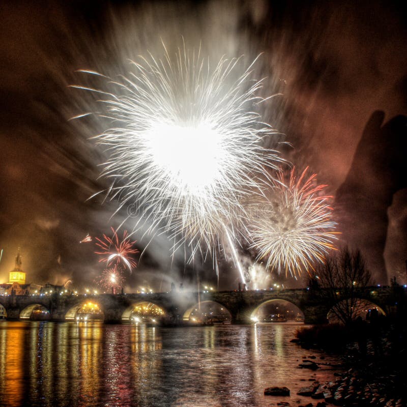 New years fireshow in Prague