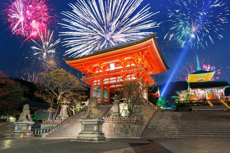New Years Firework Display in Kyoto Stock Image Image of christmas