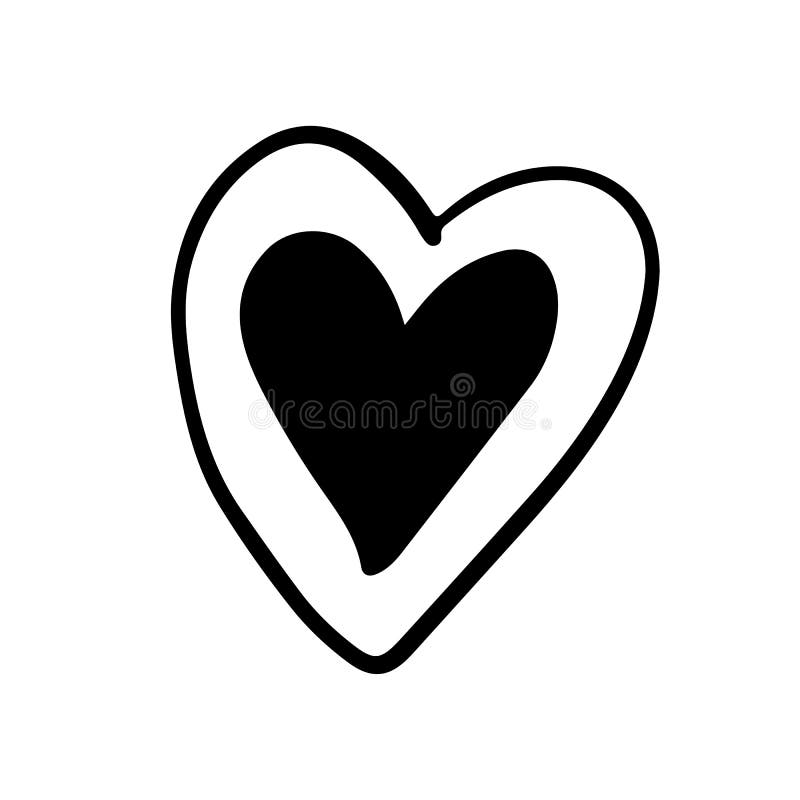 New Years Heart On An Isolated White Background Christmas Element In Hand Draw Style February 