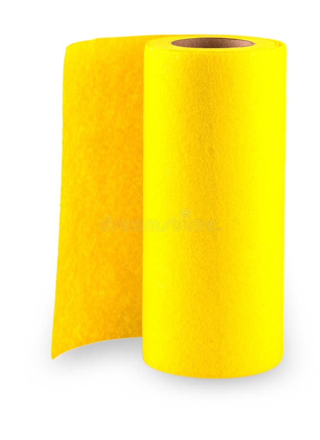 New Yellow Paper Towel Isolated on White Stock Image Image of white