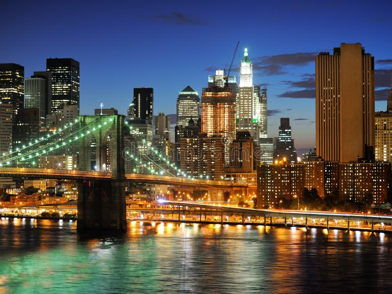 New York City skyline at sunset