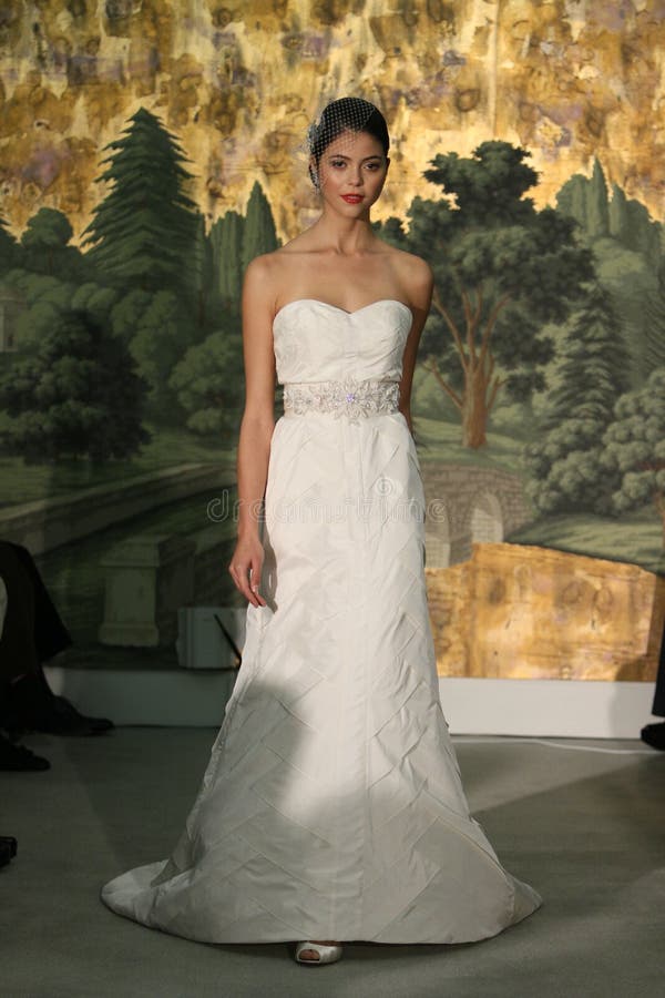 NEW YORK - APRIL 21: A Model walks runway for Anne Barge bridal show stock photos NEW YORK - APRIL 21: A Model walks runway for Anne Barge bridal show stock photos