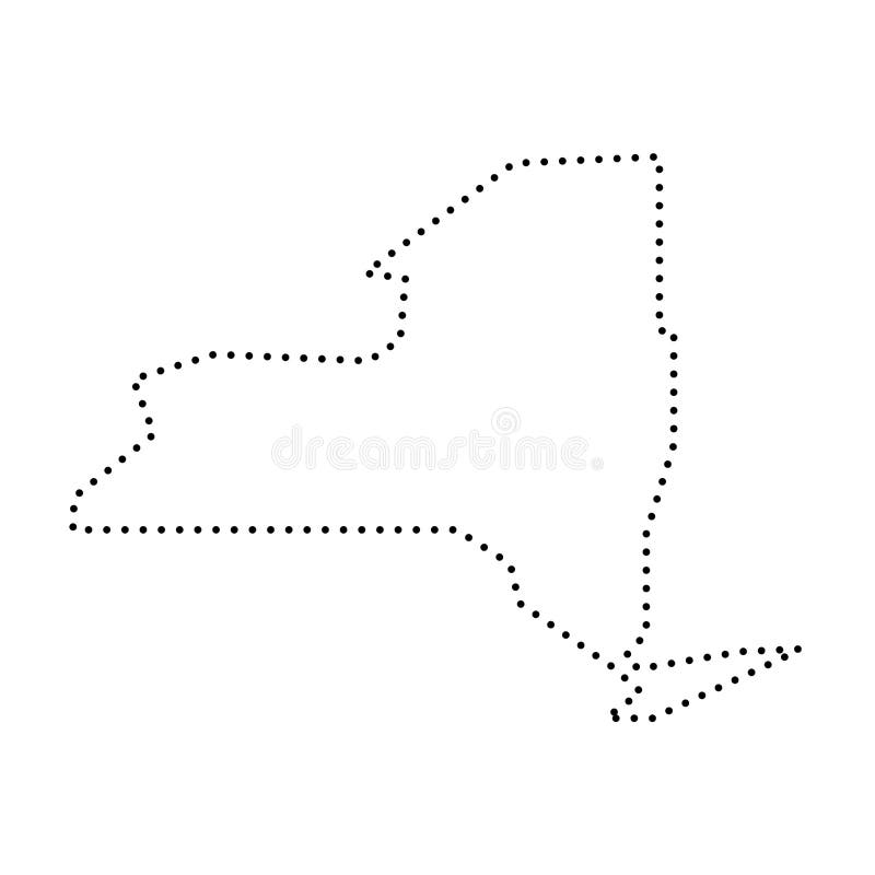 New York Black Outline Map. State of USA Stock Vector - Illustration of