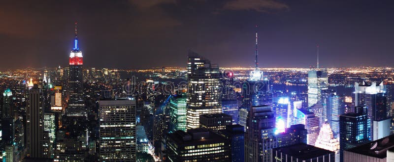 New York City Aerial night scene panorama
