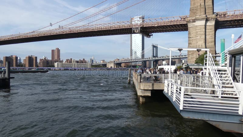 Bridges of New York City. Brooklyn Bridge and Manhattan Bridge, Vintage ...