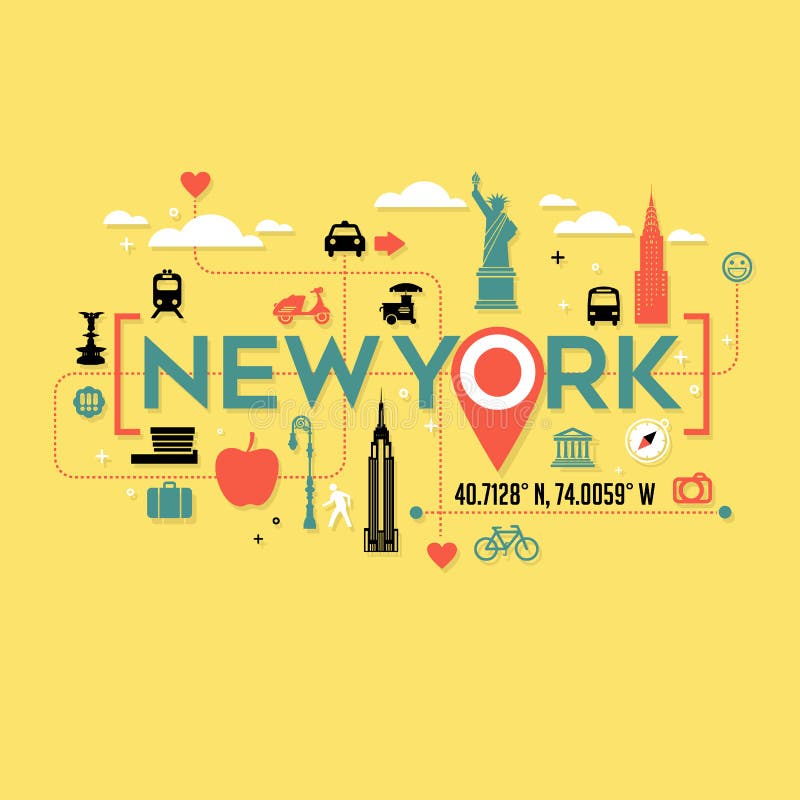 New York City Icons and Symbols Stock Vector - Illustration of bags ...