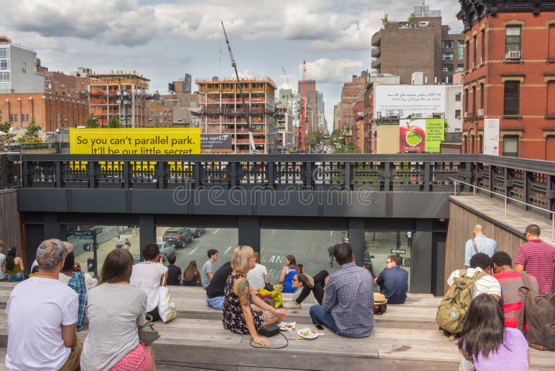 NEW YORK CITY - JULY 29, 2014: People resting in High Line Park i