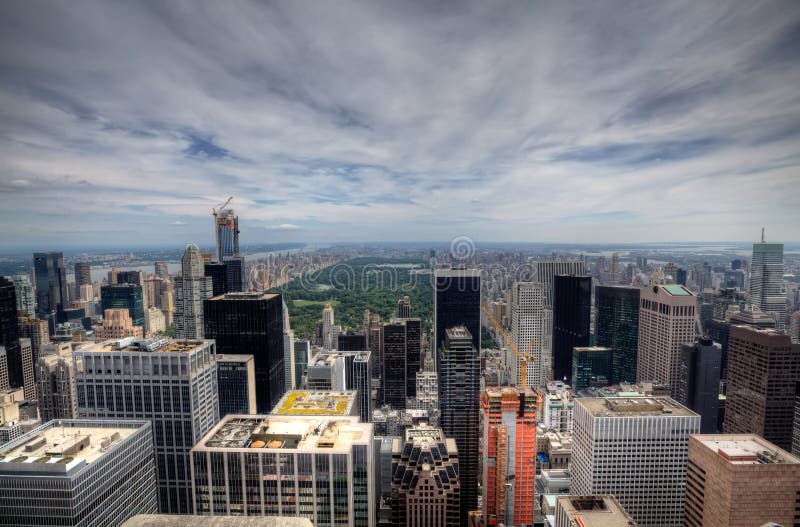 New York City Manhattan midtown aerial panorama view with skyscrapers and central park stock image New York City Manhattan midtown aerial panorama view with skyscrapers and central park stock image