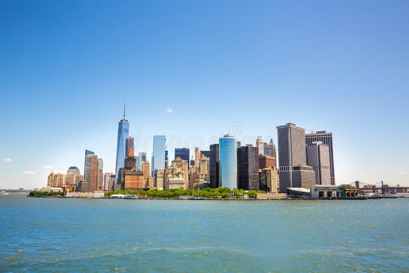 New York City Manhattan midtown view over Hudson royalty free stock photography New York City Manhattan midtown view over Hudson royalty free stock photography