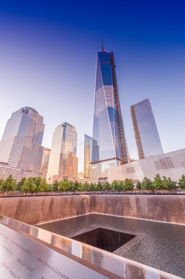 NEW YORK CITY - MAY 23: NYC's 9/11 Memorial at World Trade Cente. R Ground Zero seen on May 23, 2013. The memorial was dedicated on the 10th anniversary of the royalty free stock photos NEW YORK CITY - MAY 23: NYC's 9/11 Memorial at World Trade Cente. R Ground Zero seen on May 23, 2013. The memorial was dedicated on the 10th anniversary of the royalty free stock photos